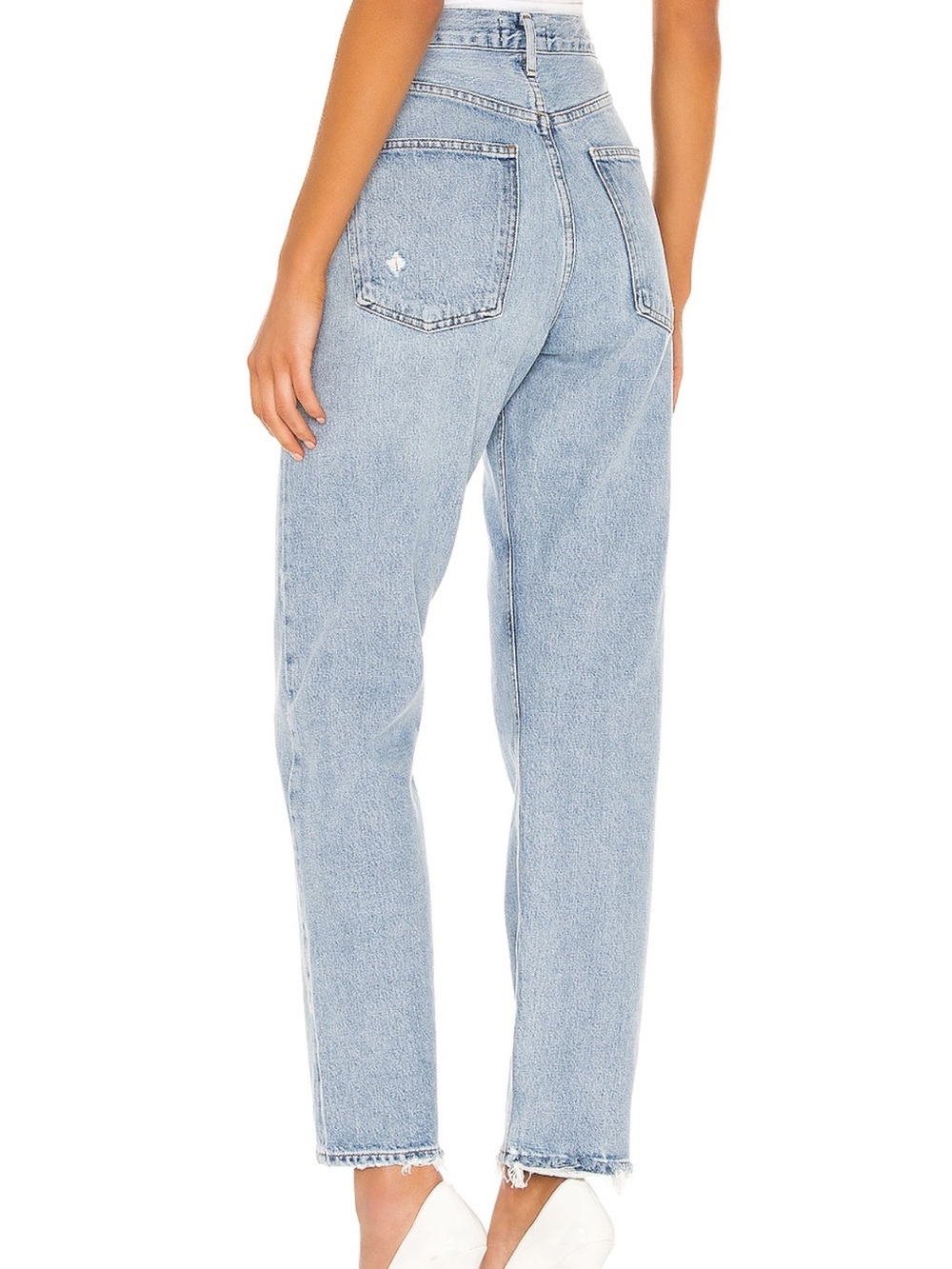 Agolde Light Blue Mid / High Rise Straight Leg Jeans - Picture 2 of 4